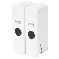 Дозатор двойной 2 х 0,3 л для жидкого мыла/шампуня/геля LAIMA PREMIUM, НАЛИВНОЙ, белый, ABS-пластик,