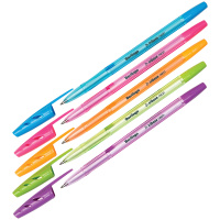 Шариковая ручка Berlingo Tribase Neon синяя, 0.7мм, корпус ассорти