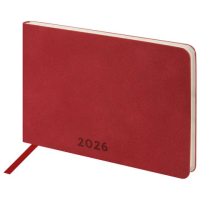 Еженедельник датированный 2026 МАЛЫЙ ФОРМАТ 105х160 мм, А6, BRAUBERG 'Unique', красный, 117206