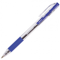Шариковая ручка автоматическая Brauberg Click синяя, 1мм, масляная основа, прозрачный корпус
