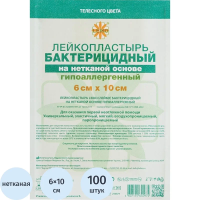 Перевяз. ср-ва Лейкопластырь бакт. 6х10см н/тканный Leiko 100шт/уп