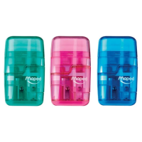 Точилка для карандашей Maped Connect 2 отверстия, с контейнером и ластиком, ассорти