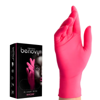 Перчатки нитриловые Benovy Nitrile MultiColor р.XS, фуксия, 50 пар
