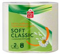 Fine Life Бумага туалетная Soft Classic ромашка белая двуслойная 4 рулона