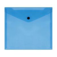 Папка-конверт на кнопке СТАММ А5+, 150мкм, пластик, прозрачная, синяя