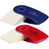 Ластик Faber-Castell 'Sleeve Mini', прямоугольный, 54*25*13мм, красный/синий пластиковый футляр