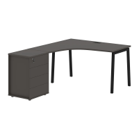 Стол эргономичный с тумбой ELCET 1318(L) Мокко/Черный 1360х1880х750 EDIS