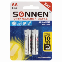 Батарейка Sonnen АА LR6, 1.5В, алкалиновая, 2шт/уп