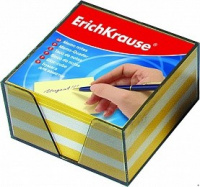 Блок для записей в подставке Erich Krause желтый с белым в прозрачном боксе, 90х90х50мм, 2720