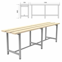Скамья для раздевалок Титан СТ 3 каркас металл, серый, 1500х350х460мм