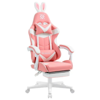 Кресло компьютерное DEFENDER 'Irifi', 2 подушки, подставка для ног, экокожа, розовое/белое, 64042