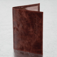 Обложка для паспорта натуральная кожа пулап, 'Passport', кожаные карманы, коричневая, BRAUBERG, 2381