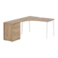 Стол эргономичный с тумбой ELCET 1318(L) Дуб Денвер светлый/Белый 1360х1880х750 EDIS