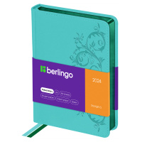 Ежедневник датированный Berlingo Starlight S зеленый, A6, 184 листа, под кожу, металлик срез, 2024