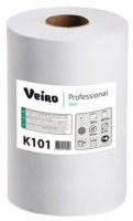 Полотенца бумажные в рулоне VEIRO Professional Basic 1 сл светло-серые 180 м арт. K101 2 шт.