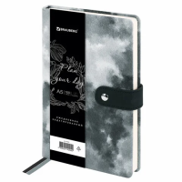 Ежедневник недатированный А5 138х213 мм BRAUBERG 'Nebula', под кожу, застежка, 160 л., черный, 11623