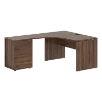 Стол эргономичный с тумбой EDCET 1318(L) Дуб Денвер тёмный/Черный 1360х1880х750 EDIS