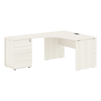 Стол эргономичный с тумбой EDCET 1318(L) Ясень Траун/Черный 1360х1880х750 EDIS