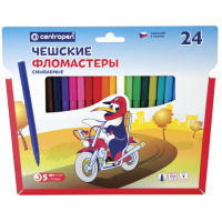 Фломастеры для рисования Centropen Пингвины 7790 24 цвета, смываемые
