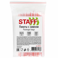 Пакеты с замком Zip Lock Staff 10х15см, 32мкм, ПВД, 100шт/уп