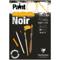 Скетчбук - альбом для смешанных техник 20л., А5 Clairefontaine 'Paint ON Noir', на склейке, 250г/м2,