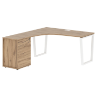 Стол эргономичный с тумбой EVCET 1518(L) Дуб Денвер светлый/Белый 1560х1880х750 EDIS