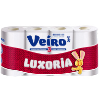 Бумага туалетная Veiro 'Luxoria' 3-слойная, 8шт., тиснение, белая