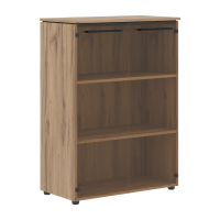 Шкаф со стеклянными дверьми MMC 85.2 Антрацит/Дуб Денвер светлый 854х423х1188 MORRIS TREND