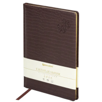 Еженедельник датированный 2026 БОЛЬШОЙ ФОРМАТ 210х297 мм, А4 BRAUBERG 'Comodo', под кожу, коричневый