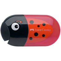 Точилка пластиковая с ластиком Faber-Castell 'Ladybug' 2 отверстия, контейнер