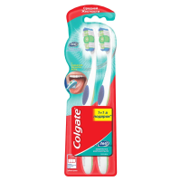 Зубная щетка Colgate 360 Суперчистота всей полости рта антибактериальная, средней жесткости, синяя, фиолетовая 1+1