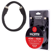 Кабель HDMI-HDMI Sonnen Premium 1.5м, для передачи аудио-видео