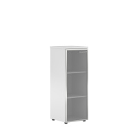 Шкаф колонка с стеклянной дверью в алюминиевой раме (L) и топом XMC 42.7(L) Белый 432х432х1190