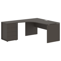 Стол эргономичный с тумбой EDCET 1518(L) Мокко/Белый 1560х1880х750 EDIS