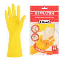 Перчатки МНОГОРАЗОВЫЕ латексные 'Для деликатной уборки', размер 7-8, M (средний), вес 26 г, KOMFI, DGL017L