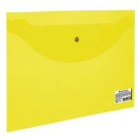 Пластиковая папка на кнопке Brauberg желтая прозрачная, А5