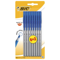 Ручки шариковые с грипом BIC 'Round Stic Exact', НАБОР 6+2 шт., СИНИЕ, линия письма 0,28 мм, блистер