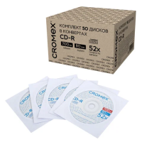Диски CD-R в конверте КОМПЛЕКТ 50 шт., 700 Mb, 52x, CROMEX, 513797