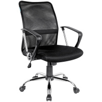 Кресло офисное Helmi HL-M09, ткань/сетка, черная, крестовина хром