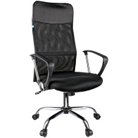Кресло руководителя Helmi Content HL-E16, экокожа, черная, ткань-сетка, крестовина хром