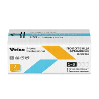 Бумажные полотенца Veiro Home Professional листовые, V-сложения, 132шт, 2 слоя, белые