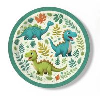 Тарелка одноразовая Динозавры бумажная 18см, 6шт