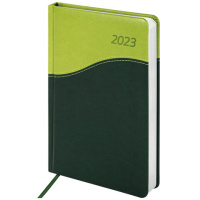 Ежедневник датированный 2023 А5 138x213 мм BRAUBERG 'Bond', под кожу, зеленый/салатовый, 114012