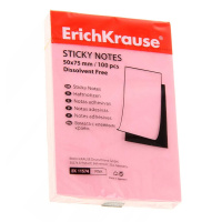 Блок для записей с клейким краем Erich Krause розовый, пастель, 50х75мм, 100 листов, 11574