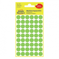 Этикетки маркеры Avery Zweckform 3149, зеленые неон, d=12мм, 54шт на листе, 5 листов