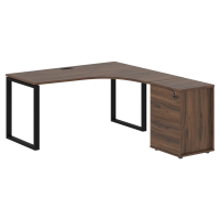 Стол эргономичный с тумбой EQCET 1518(R) Дуб Денвер тёмный/Черный 1560х1880х750 EDIS