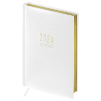 Ежедневник датированный Officespace Dallas белый, A5, 176 листов, под кожу, 2024