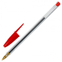 Ручка шариковая STAFF 'Basic BP-01', письмо 750 метров, КРАСНАЯ, длина корпуса 14 см, узел 1 мм, 143