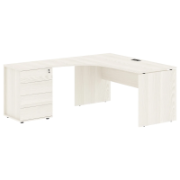 Стол эргономичный с тумбой EDCET 1518(L) Ясень Траун/Черный 1560х1880х750 EDIS