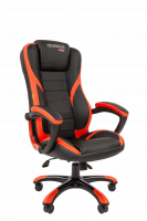 Кресло геймера Chairman Game 22 экокожа премиум, черно-красная, крестовина пластик